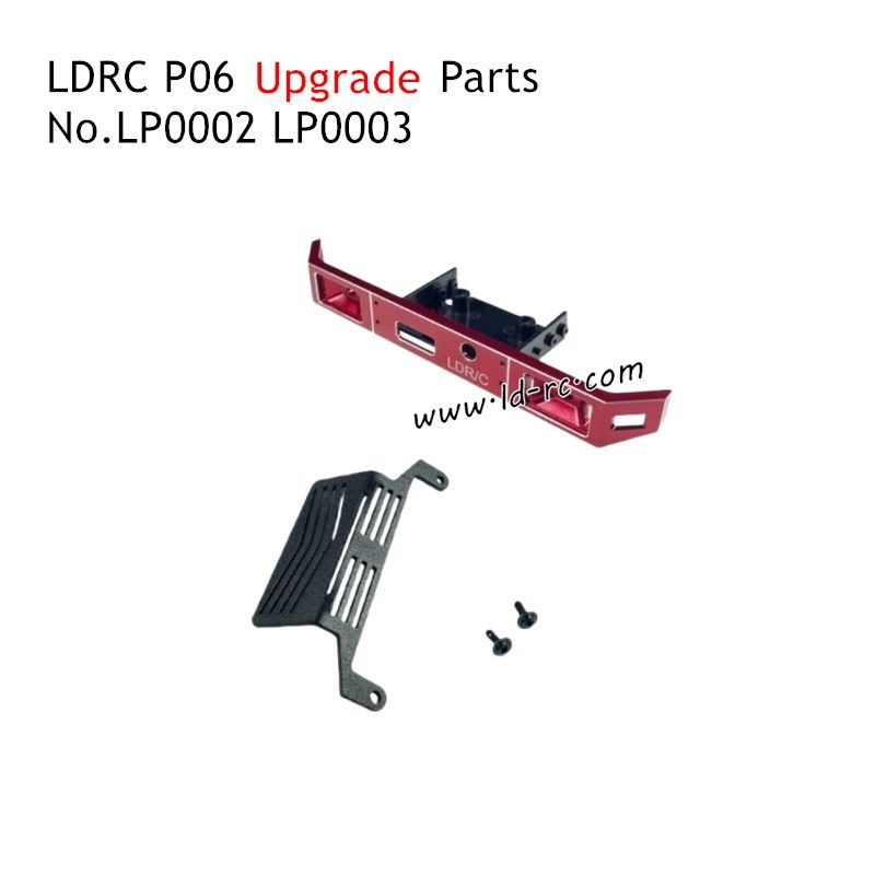 LDRC P06 1/12 RC Car Upgrade Parts Metal Guard and Red Metal Front Bumper LP0002 LP0003R