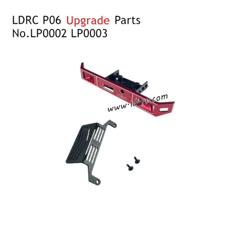 LDRC P06 1/12 RC Car Upgrade Parts Metal Guard and Red Metal Front Bumper LP0002 LP0003R