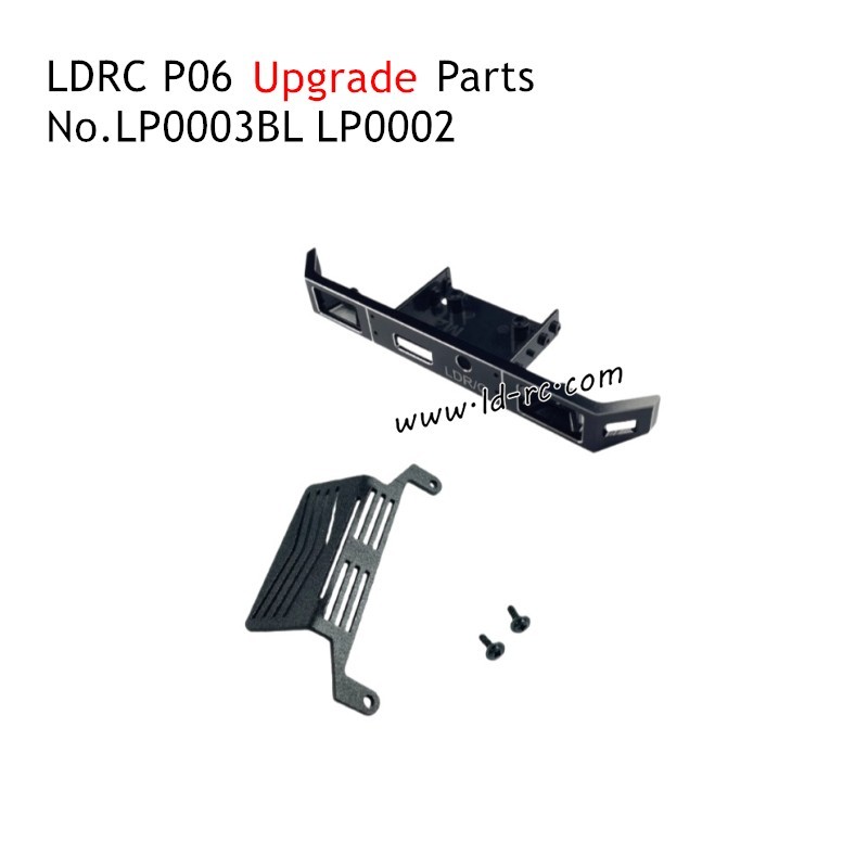 LDRC P06 1/12 RC Car Upgrade Parts Black Metal Guard and Black Metal Front Bumper LP0002 LP0003BL