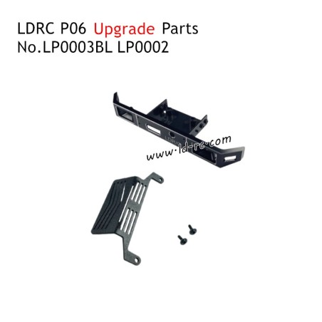 LDRC P06 1/12 RC Car Upgrade Parts Black Metal Guard and Black Metal Front Bumper LP0002 LP0003BL