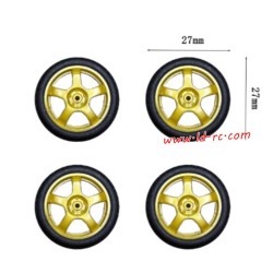 LDRC LD2801 RC Car Upgrade Parts Racing Wheels with Gold Hubs