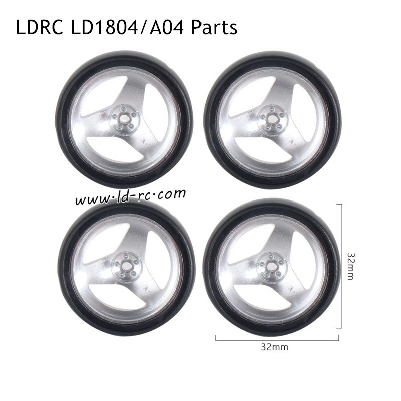 LDRC LD1804 A04 Parts B Style Racing Wheels Silver