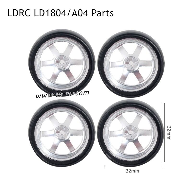 LDRC LD1804 A04 Parts C Style Racing Wheels Silver