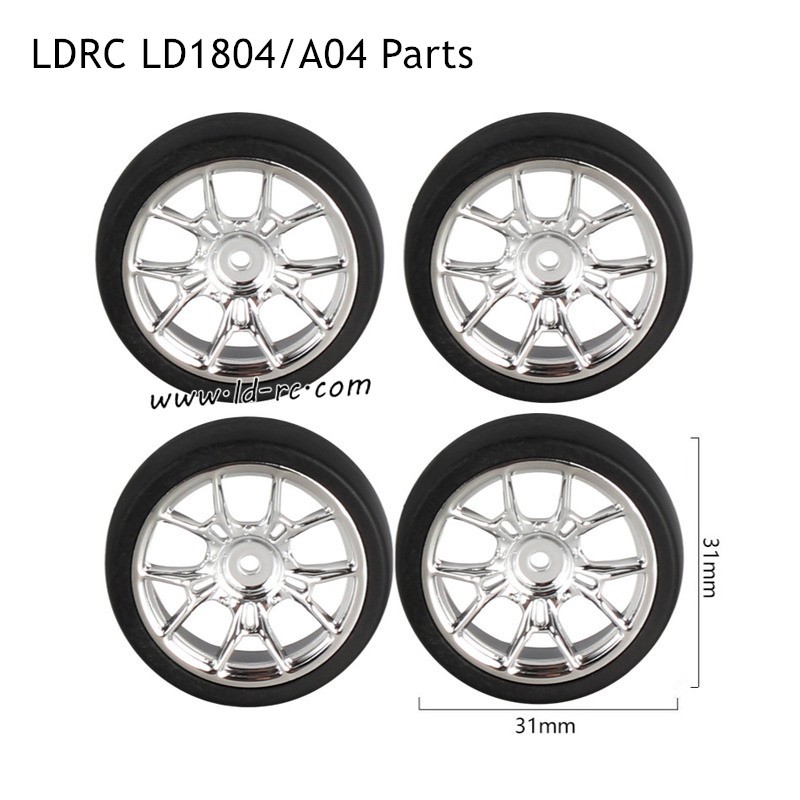 LDRC LD1804/A04 RC Car Parts A style Wheels Silver