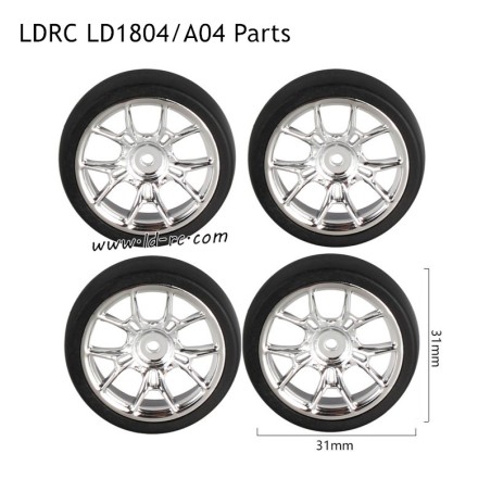 LDRC LD1804/A04 RC Car Parts A style Wheels Silver