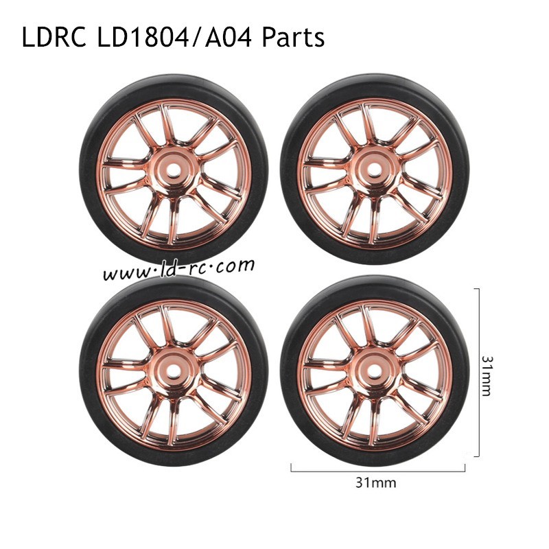 LDRC LD1804/A04 RC Car Parts A style Wheels Champange Gold