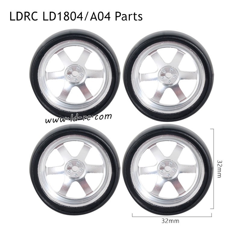 LDRC LD1804 A04 RC Car Parts B style Wheels Silver