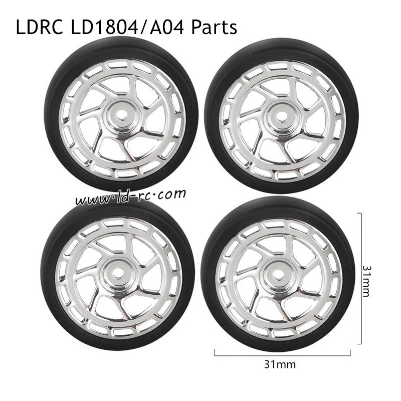 LDRC LD1804 A04 RC Car Parts C style Wheels Silver