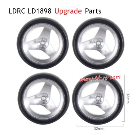 LDRC LD1898 Upgrade Parts Wheels with Metal Hubs Silver