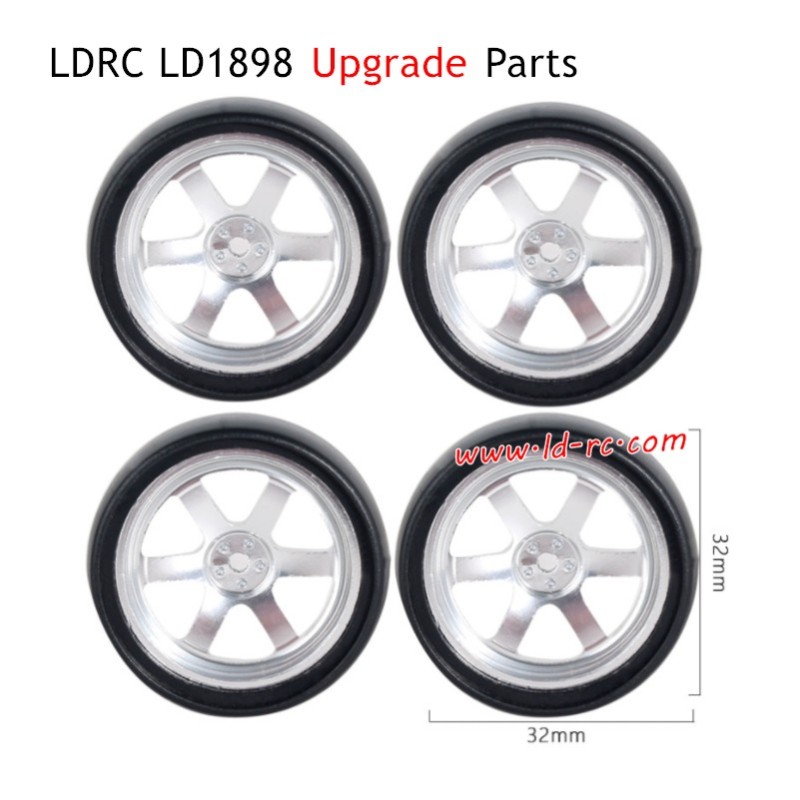 LDRC LD1898 Upgrade Parts Wheels with Metal Hubs Silver
