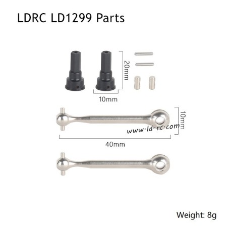 LDRC LD1299 Rock RC Crawler Parts Metal Dog Bone Hex Shafts 1299-010