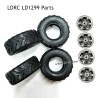 LDRC LD1299 Basic Tire and Wheel Rim Set, black off-road tires with deep treads and silver alloy rims for RC crawler