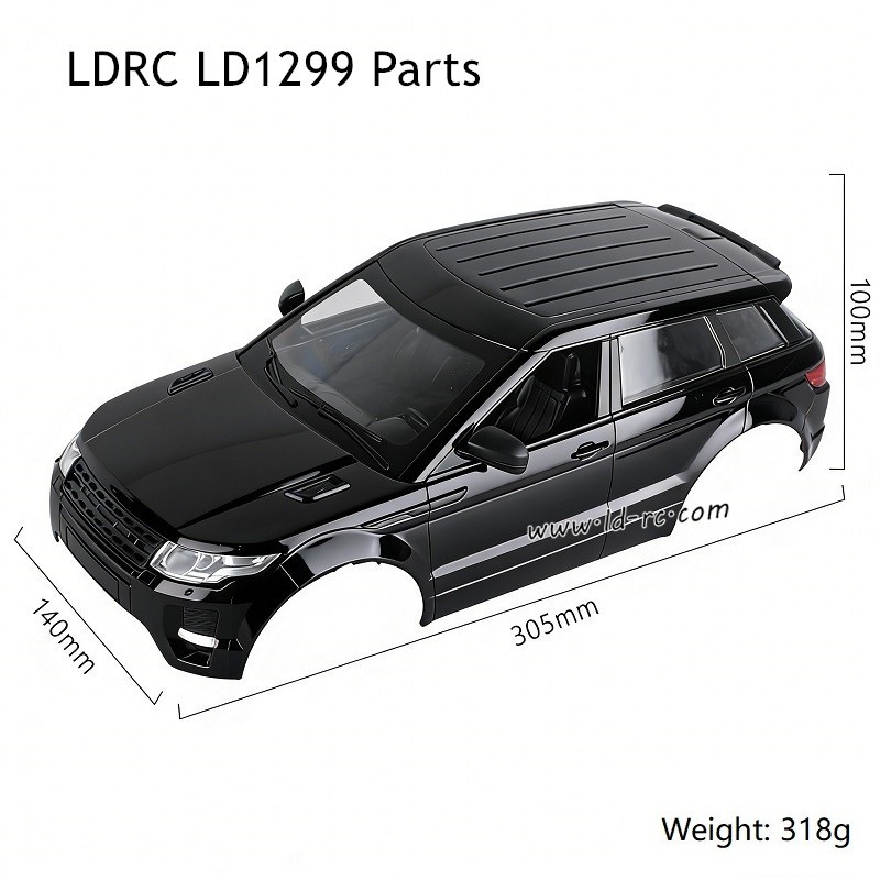 Car Shell Parts for LDRC LD1299 RC Rock Crawler Black
