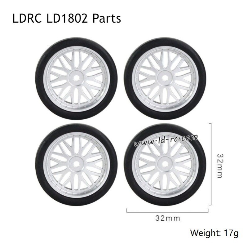 LDRC LD1802 RC Drift Car Accessories Silver Drift Tires