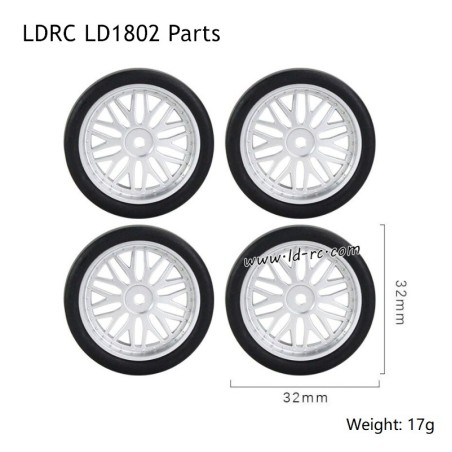 LDRC LD1802 RC Drift Car Accessories Silver Drift Tires