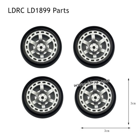 Tires with Metal Hub Upgrade Parts for LDRC LD1899 RC Truck