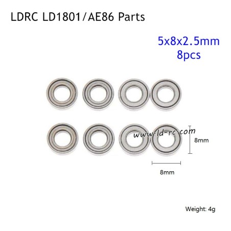 LDRC LD1801/AE86 RC Drift Car Parts 5x8x2.5mm Ball Bearings
