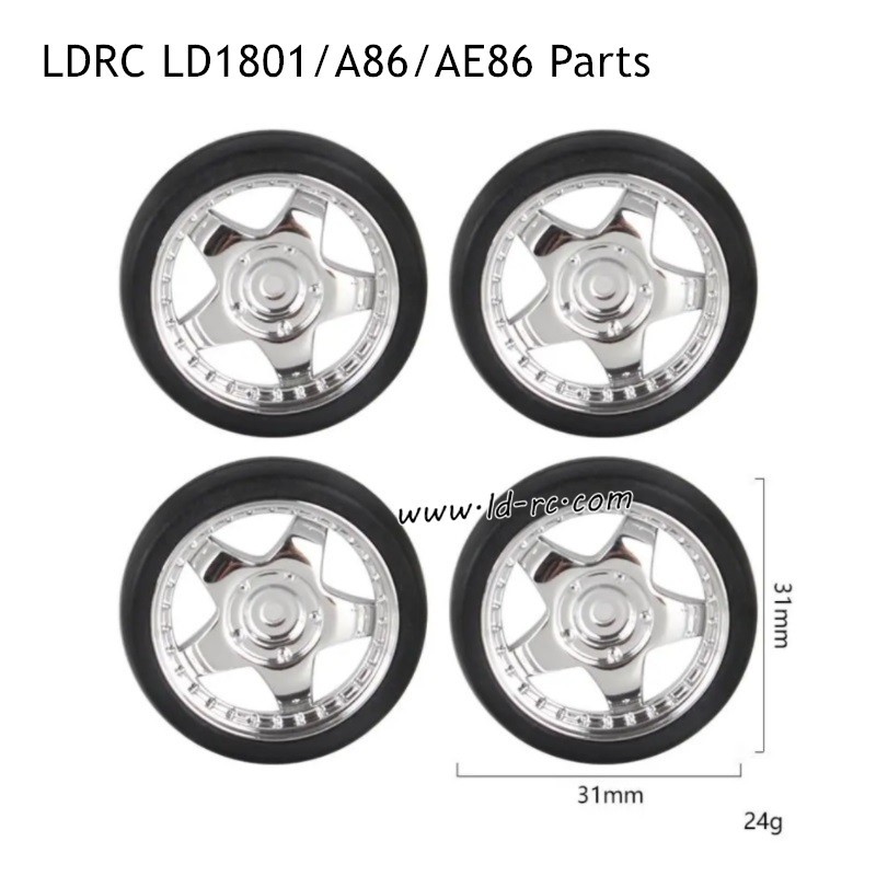 LDRC LD1801 RC Car Parts Wheel with Plastic Hub Silver
