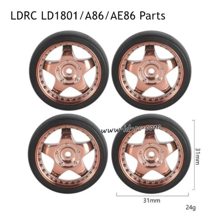 LDRC LD1801 RC Car Parts Wheel with Plastic Hub Champagne Gold