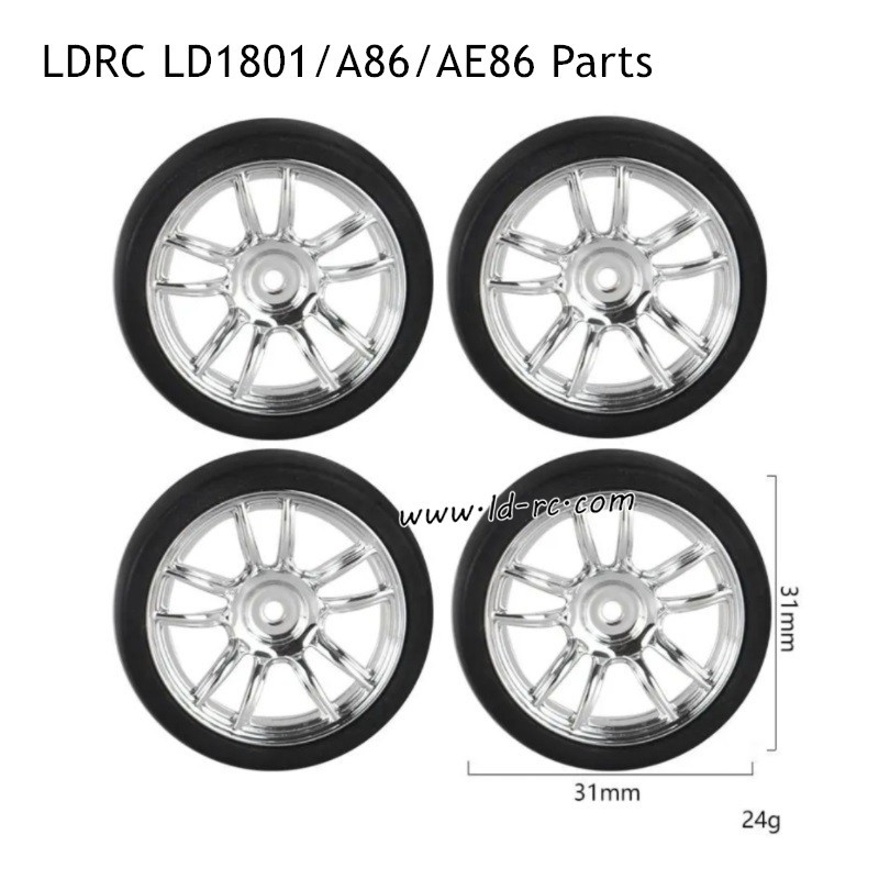 LDRC LD1801 RC Drift Car Parts Wheel with Plastic Hub Silver