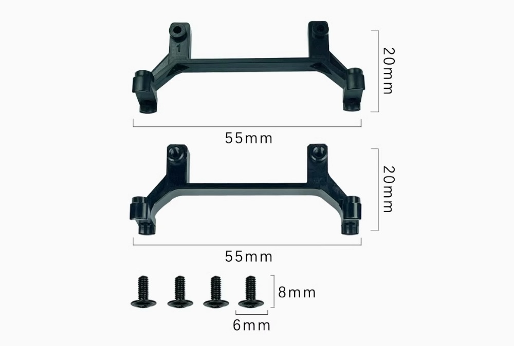LDRC LD1201 Upgrade Parts Bridge Rudder Bracket Kit Dimension Overview