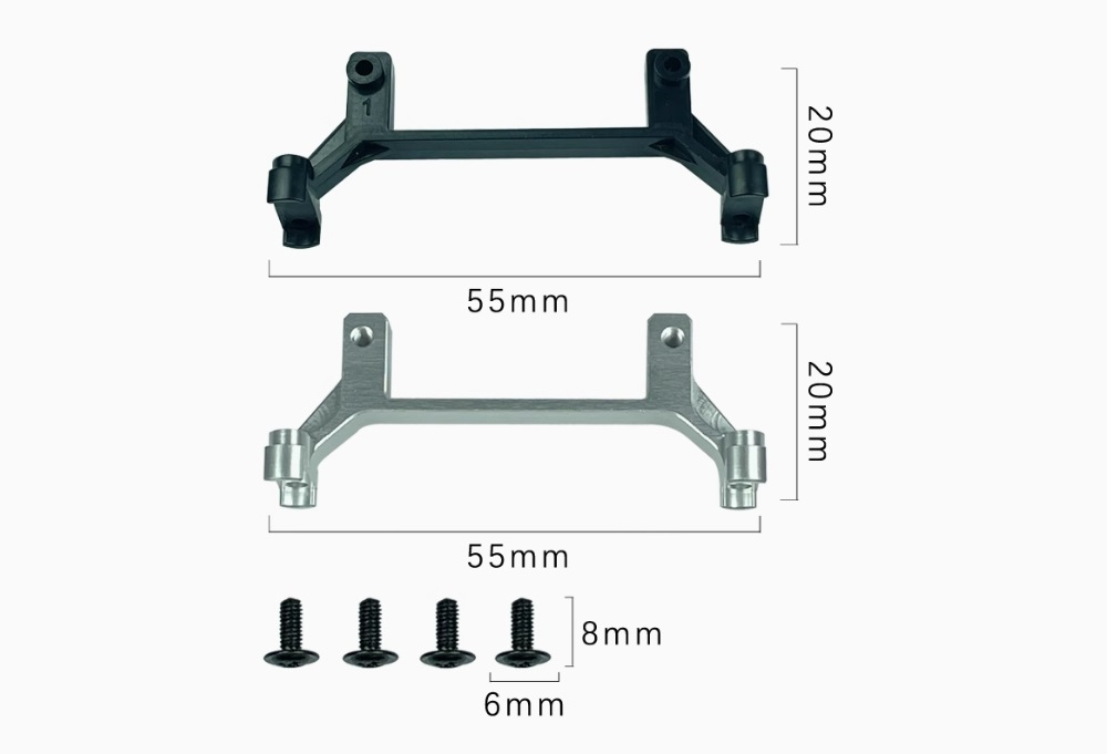 LDRC LD1201 Upgrade Parts Bridge Rudder Bracket Kit Dimension Overview