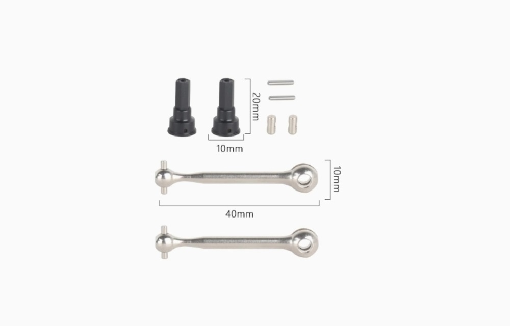 LDRC LD1297 2.4G RC Car Parts Metal Dog Bone Hex Shafts Dimension Overview