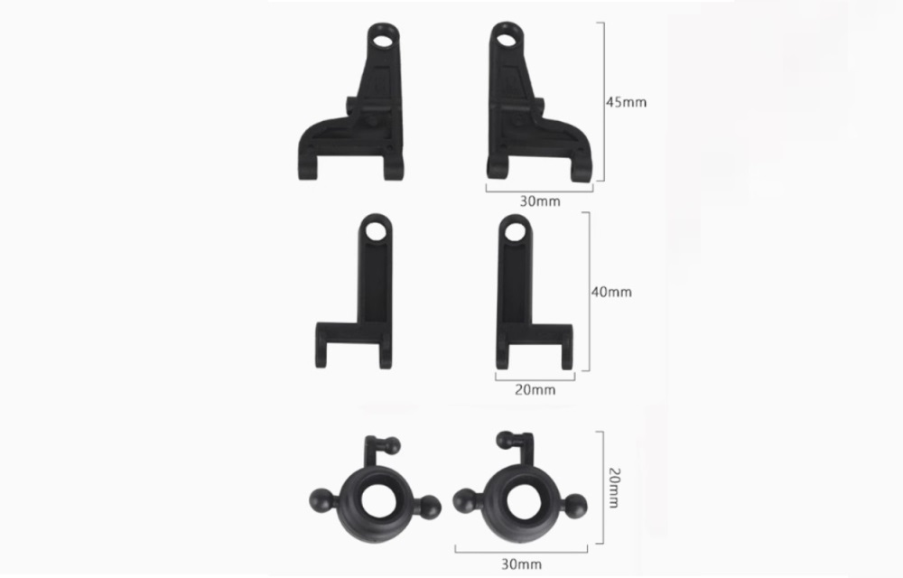 LDRC LD1297 2.4G RC Car Parts Steering Cups and Upper and Lower Swing Arms Dimension Overview