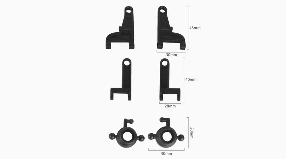 LDRC LD1297 RC Car Upgrade Parts Steering Cups and Upper and Lower Swing Arms Dimension Overview