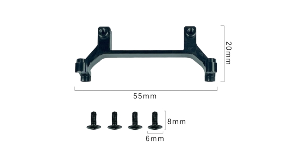 LDRC-P06-Upgrade-Parts-Metal-Bridge-Rudder-Bracket-Kit-Black-Overview
