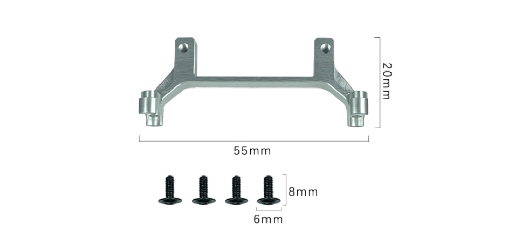 LDRC-P06-Upgrade-Parts-Metal-Bridge-Rudder-Bracket-Kit-Silver-Overview